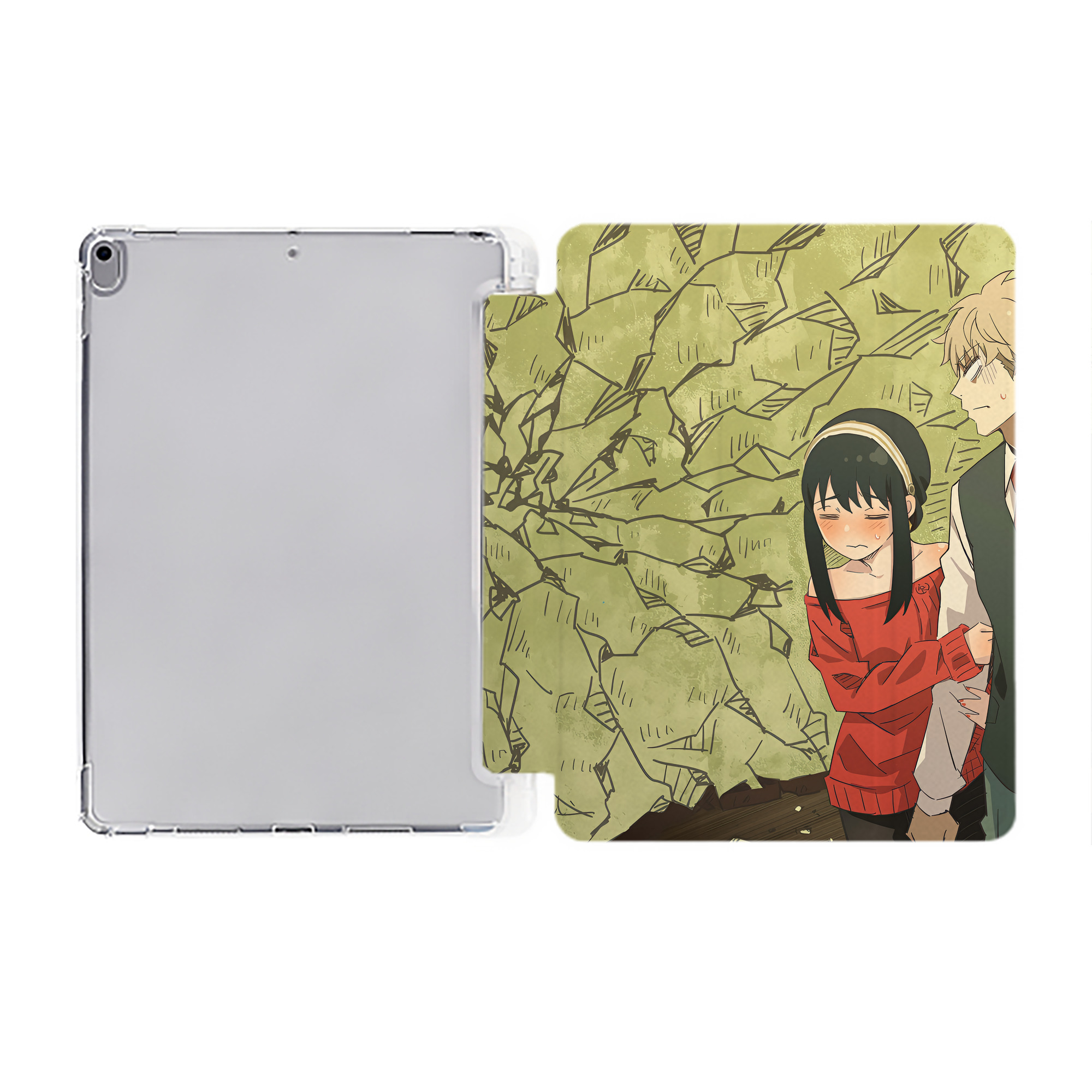 （画像用） SPY×FAMILY间谍家家酒 IPad ケース ペン収納付き 三つ折りスタンド PUレザー×シリコン 対応機種9.5/10.5/10.9インチ
